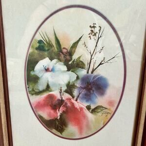 Vintage Gustave Wander Framed 1980 Floral Watercolor Print